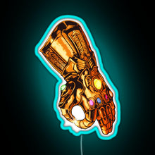 Load image into Gallery viewer, Infinity Gauntlet Circle Game RGB neon sign lightblue 