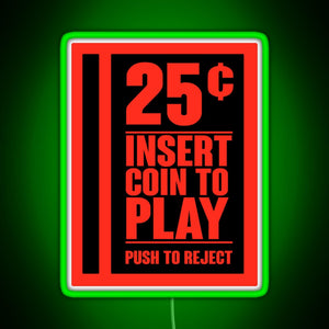 Insert Coin RGB neon sign green