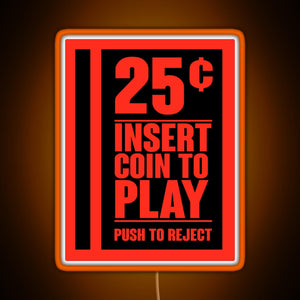 Insert Coin RGB neon sign orange