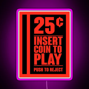 Insert Coin RGB neon sign  pink
