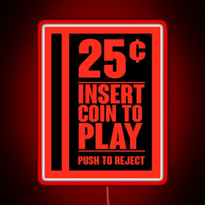 Insert Coin RGB neon sign red