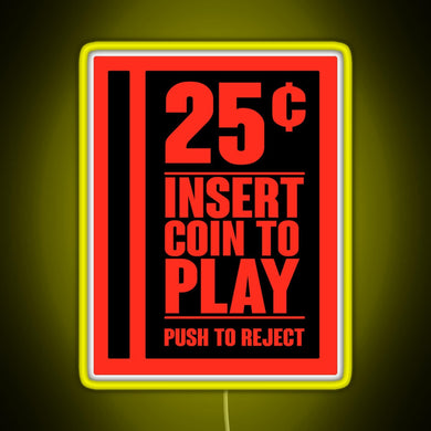 Insert Coin RGB neon sign yellow
