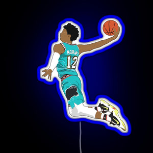 Ja Morant Dunk RGB neon sign blue