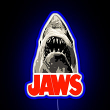 Load image into Gallery viewer, JAWS Great White Shark RGB neon sign blue