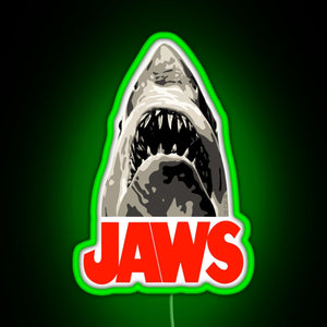 JAWS Great White Shark RGB neon sign green