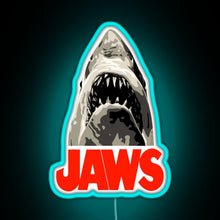 Load image into Gallery viewer, JAWS Great White Shark RGB neon sign lightblue 