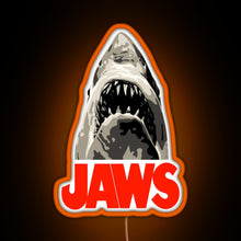 Load image into Gallery viewer, JAWS Great White Shark RGB neon sign orange