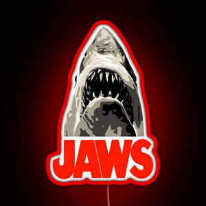 JAWS Great White Shark RGB neon sign red