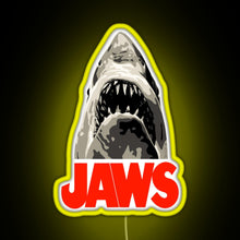 Load image into Gallery viewer, JAWS Great White Shark RGB neon sign yellow