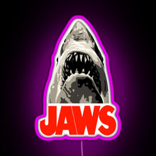 Load image into Gallery viewer, JAWS Great White Shark RGB neon sign  pink