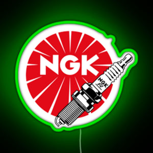JDM Spark Plugs NGK Racing RGB neon sign green