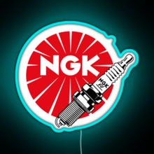 Load image into Gallery viewer, JDM Spark Plugs NGK Racing RGB neon sign lightblue 