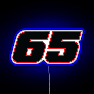 Jonathan Rea Race Number 65 RGB neon sign blue