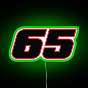 Jonathan Rea Race Number 65 RGB neon sign green