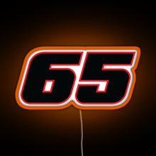 Load image into Gallery viewer, Jonathan Rea Race Number 65 RGB neon sign orange