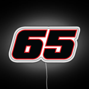 Jonathan Rea Race Number 65 RGB neon sign white 