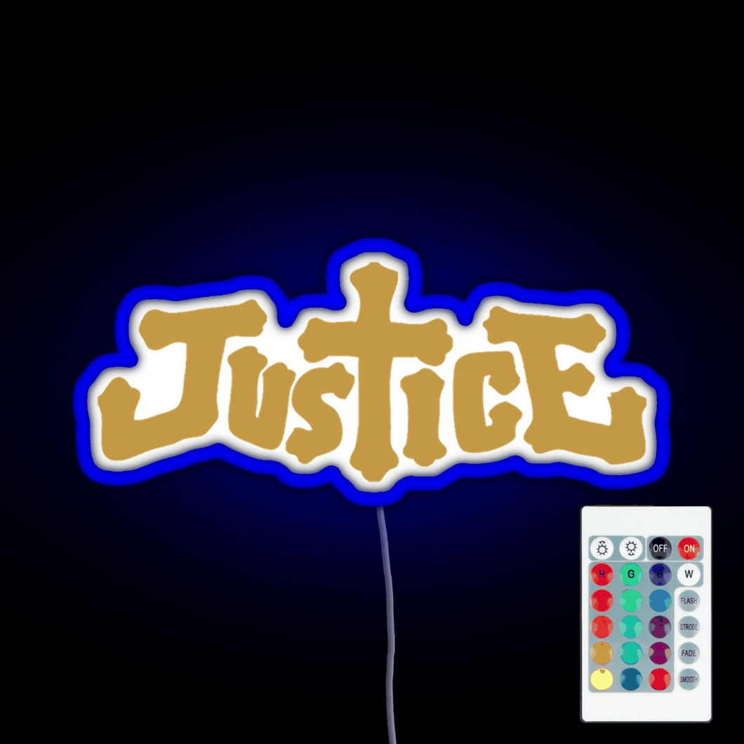Justice electro music logo RGB neon sign remote