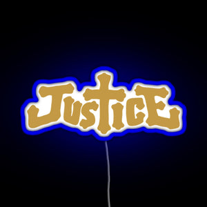 Justice electro music logo RGB neon sign blue