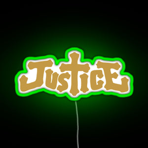Justice electro music logo RGB neon sign green