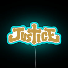 Load image into Gallery viewer, Justice electro music logo RGB neon sign lightblue 
