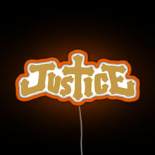 Load image into Gallery viewer, Justice electro music logo RGB neon sign orange