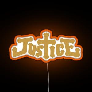Justice electro music logo RGB neon sign orange