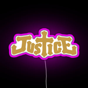 Justice electro music logo RGB neon sign  pink