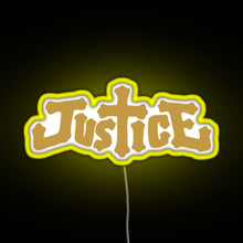 Load image into Gallery viewer, Justice electro music logo RGB neon sign yellow