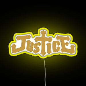 Justice electro music logo RGB neon sign yellow
