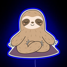 Load image into Gallery viewer, Kawaii Cute Yoga Meditating Sloth RGB neon sign blue