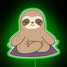 Load image into Gallery viewer, Kawaii Cute Yoga Meditating Sloth RGB neon sign green