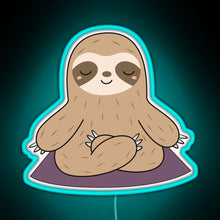 Load image into Gallery viewer, Kawaii Cute Yoga Meditating Sloth RGB neon sign lightblue 