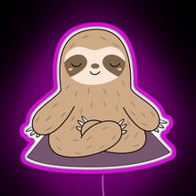 Load image into Gallery viewer, Kawaii Cute Yoga Meditating Sloth RGB neon sign  pink