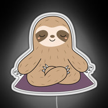 Load image into Gallery viewer, Kawaii Cute Yoga Meditating Sloth RGB neon sign white 