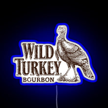Load image into Gallery viewer, Lawrenceburg Wild Turkey Bourbon RGB neon sign blue