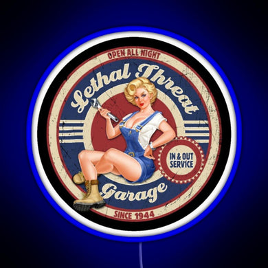 Lethal Threat Garage PinUp RGB neon sign blue