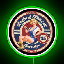 Load image into Gallery viewer, Lethal Threat Garage PinUp RGB neon sign green