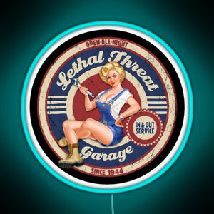 Lethal Threat Garage PinUp RGB neon sign lightblue 