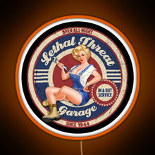 Load image into Gallery viewer, Lethal Threat Garage PinUp RGB neon sign orange