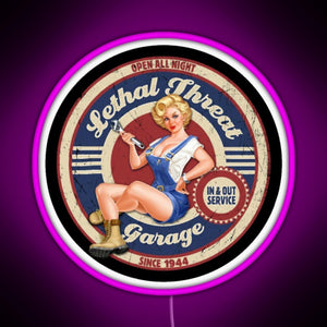 Lethal Threat Garage PinUp RGB neon sign  pink