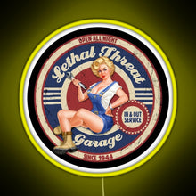 Load image into Gallery viewer, Lethal Threat Garage PinUp RGB neon sign yellow