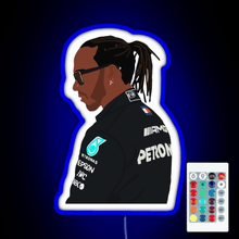 Load image into Gallery viewer, Lewis Hamilton for Mercedes at 2021 pre season testing at Bahrain RGB neon sign remote