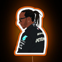 Load image into Gallery viewer, Lewis Hamilton for Mercedes at 2021 pre season testing at Bahrain RGB neon sign orange