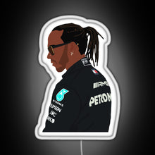 Load image into Gallery viewer, Lewis Hamilton for Mercedes at 2021 pre season testing at Bahrain RGB neon sign white 