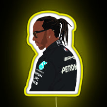 Load image into Gallery viewer, Lewis Hamilton for Mercedes at 2021 pre season testing at Bahrain RGB neon sign yellow