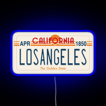 Load image into Gallery viewer, Los Angeles California License Plate RGB neon sign blue