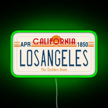 Load image into Gallery viewer, Los Angeles California License Plate RGB neon sign green