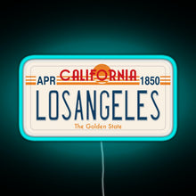 Load image into Gallery viewer, Los Angeles California License Plate RGB neon sign lightblue 