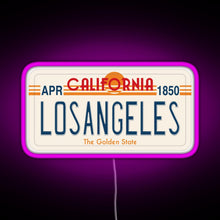 Load image into Gallery viewer, Los Angeles California License Plate RGB neon sign  pink