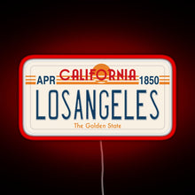 Load image into Gallery viewer, Los Angeles California License Plate RGB neon sign red